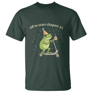 Off To Start Chapter 21 T Shirt Funny Frog Scooter 21st Birthday Gift TS12 Dark Forest Green Print Your Wear