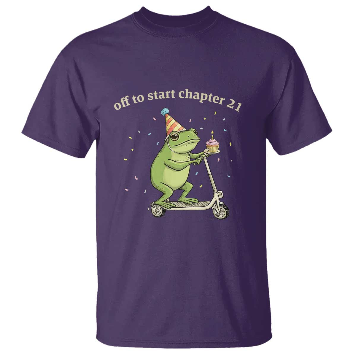 Off To Start Chapter 21 T Shirt Funny Frog Scooter 21st Birthday Gift TS12 Purple Print Your Wear