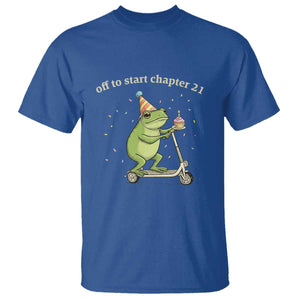 Off To Start Chapter 21 T Shirt Funny Frog Scooter 21st Birthday Gift TS12 Royal Blue Print Your Wear