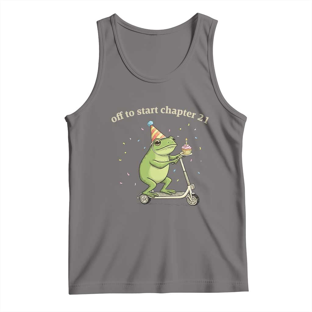 Off To Start Chapter 21 Tank Top Funny Frog Scooter 21st Birthday Gift TS12 Deep Heather Print Your Wear