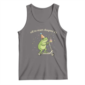 Off To Start Chapter 21 Tank Top Funny Frog Scooter 21st Birthday Gift TS12 Deep Heather Print Your Wear