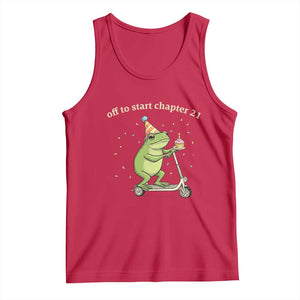 Off To Start Chapter 21 Tank Top Funny Frog Scooter 21st Birthday Gift TS12 Red Print Your Wear