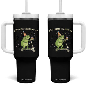 Off To Start Chapter 21 Tumbler With Handle Funny Frog Scooter 21st Birthday Gift TS12 One Size: 40 oz Black Print Your Wear
