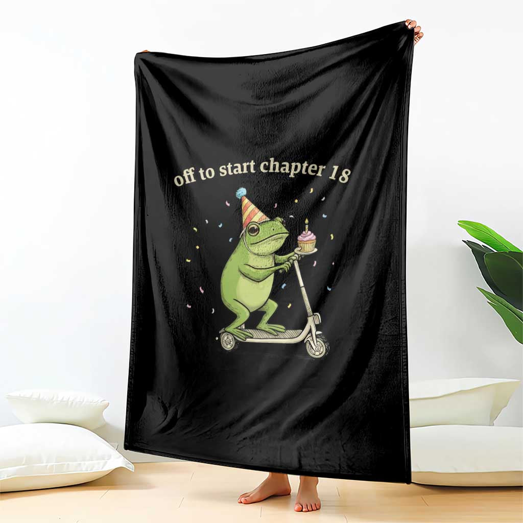 Off To Start Chapter 18 Throw Blanket Funny Frog Scooter 18th Birthday Gift TS12 Print Your Wear