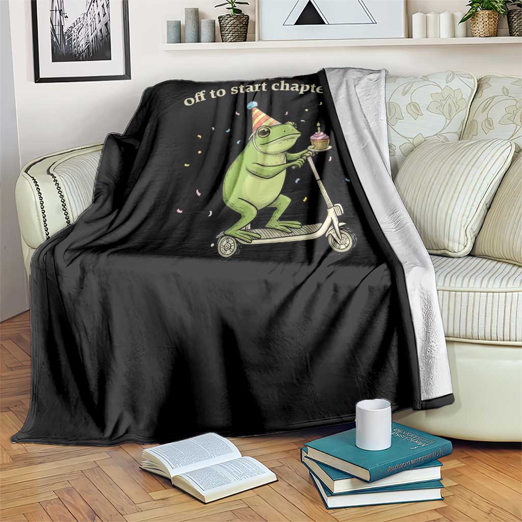 Off To Start Chapter 18 Throw Blanket Funny Frog Scooter 18th Birthday Gift TS12 Print Your Wear