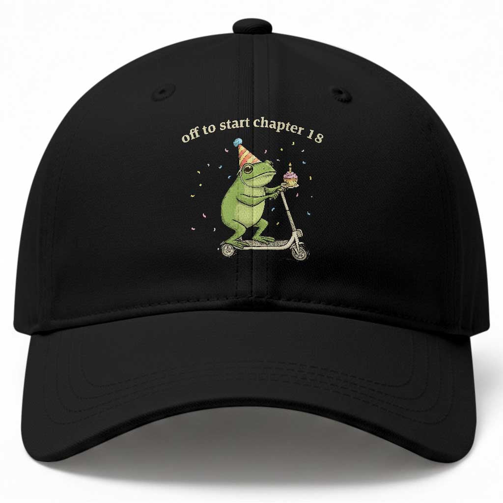 Off To Start Chapter 18 Baseball Cap Funny Frog Scooter 18th Birthday Gift TS12 Print Your Wear
