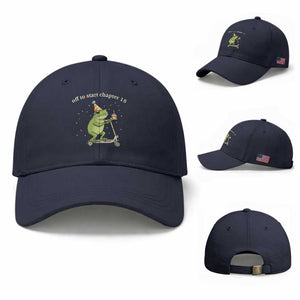 Off To Start Chapter 18 Baseball Cap Funny Frog Scooter 18th Birthday Gift TS12 Baseball Cap Universal Fit Navy Print Your Wear