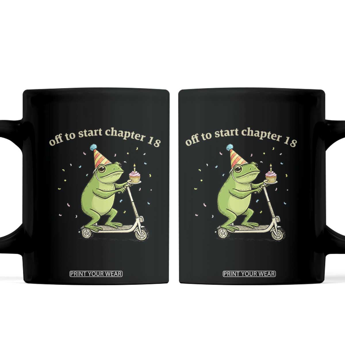 Off To Start Chapter 18 Coffee Mug Funny Frog Scooter 18th Birthday Gift TS12 Black Print Your Wear