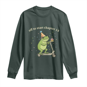 Off To Start Chapter 18 Long Sleeve Shirt Funny Frog Scooter 18th Birthday Gift TS12 Dark Forest Green Print Your Wear