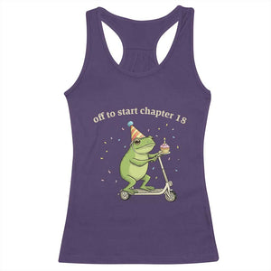 Off To Start Chapter 18 Racerback Tank Top Funny Frog Scooter 18th Birthday Gift TS12 Purple Print Your Wear