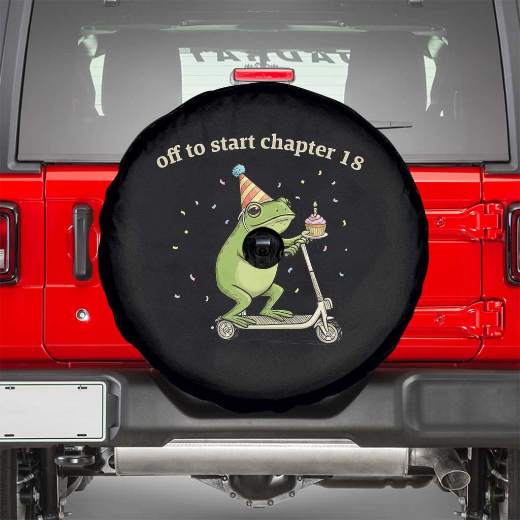 Off To Start Chapter 18 Spare Tire Cover Funny Frog Scooter 18th Birthday Gift TS12 Black Print Your Wear