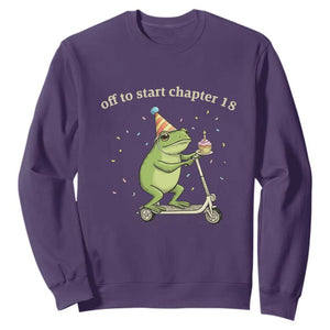 Off To Start Chapter 18 Sweatshirt Funny Frog Scooter 18th Birthday Gift TS12 Purple Print Your Wear