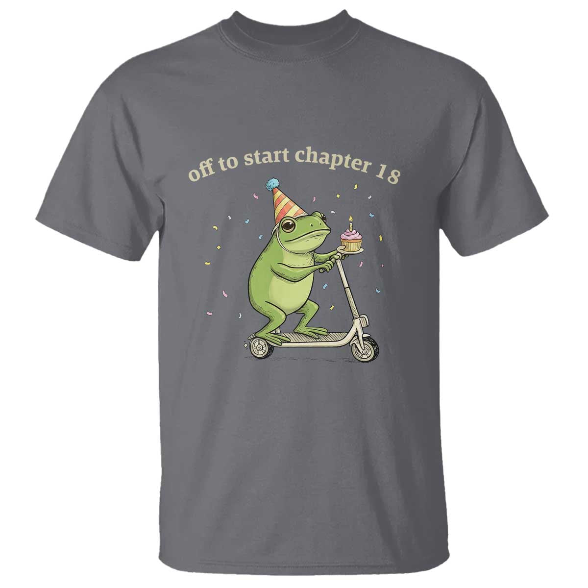 Off To Start Chapter 18 T Shirt Funny Frog Scooter 18th Birthday Gift TS12 Charcoal Print Your Wear