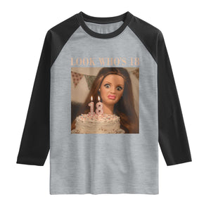 Look Who's 18 Raglan Shirt Funny Birthday Doll Face Meme TS12 Heather Gray Black Print Your Wear