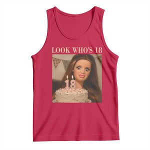 Look Who's 18 Tank Top Funny Birthday Doll Face Meme TS12 Red Print Your Wear