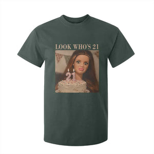 Look Who's 21 T Shirt For Kid Funny Birthday Doll Face Meme TS12 Dark Forest Green Print Your Wear