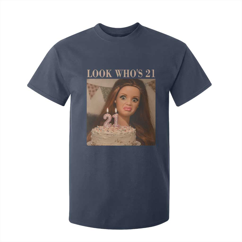 Look Who's 21 T Shirt For Kid Funny Birthday Doll Face Meme TS12 Navy Print Your Wear