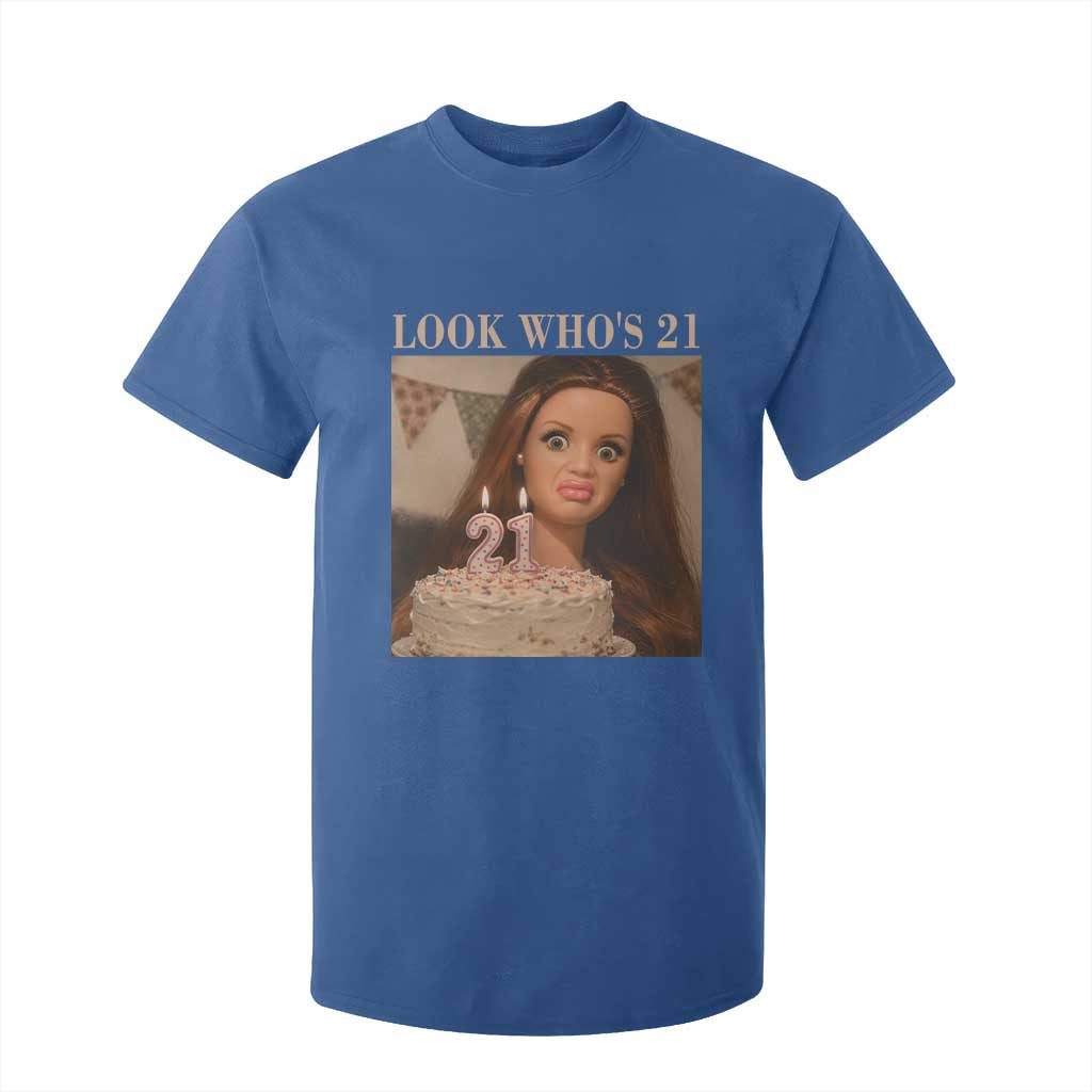 Look Who's 21 T Shirt For Kid Funny Birthday Doll Face Meme TS12 Royal Blue Print Your Wear