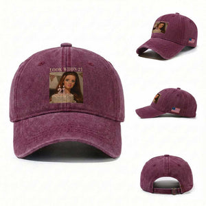 Look Who's 21 Washed Cotton Baseball Cap Funny Birthday Doll Face Meme TS12 Washed Cap Universal Fit Burgundy Print Your Wear