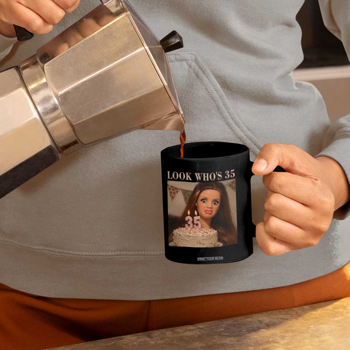 Look Who's 35 Coffee Mug Funny Birthday Doll Face Meme TS12 Print Your Wear