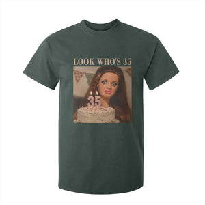 Look Who's 35 T Shirt For Kid Funny Birthday Doll Face Meme TS12 Dark Forest Green Print Your Wear