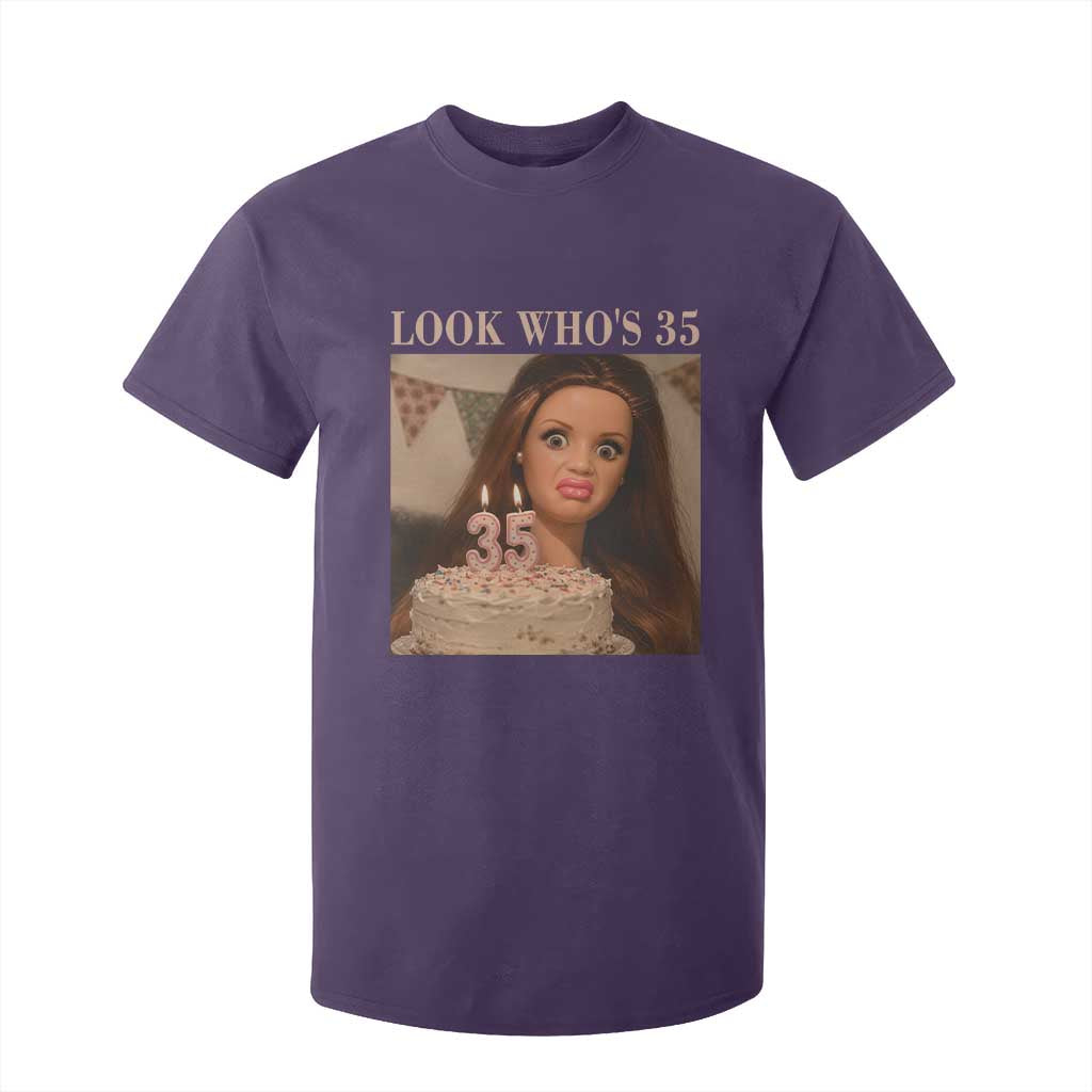 Look Who's 35 T Shirt For Kid Funny Birthday Doll Face Meme TS12 Purple Print Your Wear