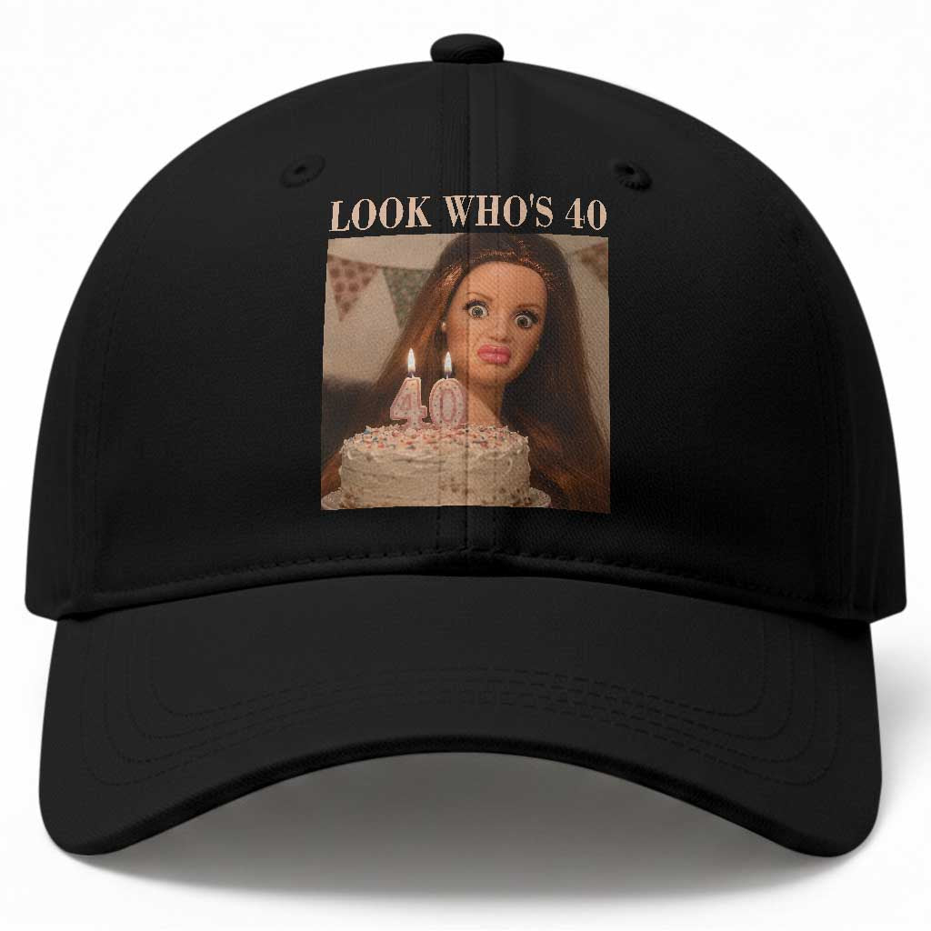 Look Who's 40 Baseball Cap Funny Birthday Doll Face Meme TS12 Print Your Wear