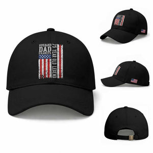 Husband Dad Grandpa 75 Year Old Legend Baseball Cap American Flag Birthday Gift TS12 Baseball Cap Universal Fit Black Print Your Wear