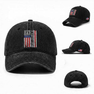 Husband Dad Grandpa 75 Year Old Legend Washed Cotton Baseball Cap American Flag Birthday Gift TS12 Washed Cap Universal Fit Black Print Your Wear