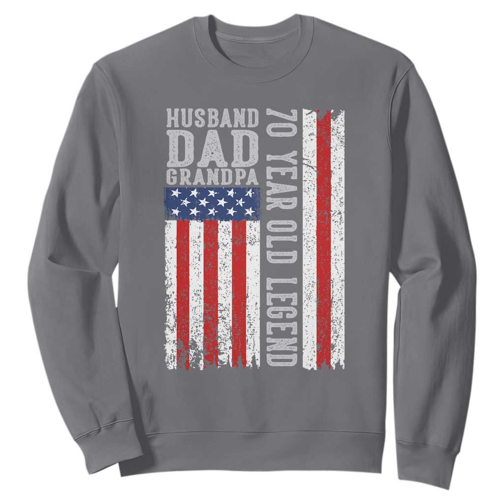 Husband Dad Grandpa 70 Year Old Legend Sweatshirt American Flag Birthday Gift TS12 Charcoal Print Your Wear