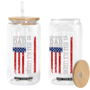 Husband Dad Grandpa 65 Year Old Legend Glass Can American Flag Birthday Gift TS12 Print Your Wear
