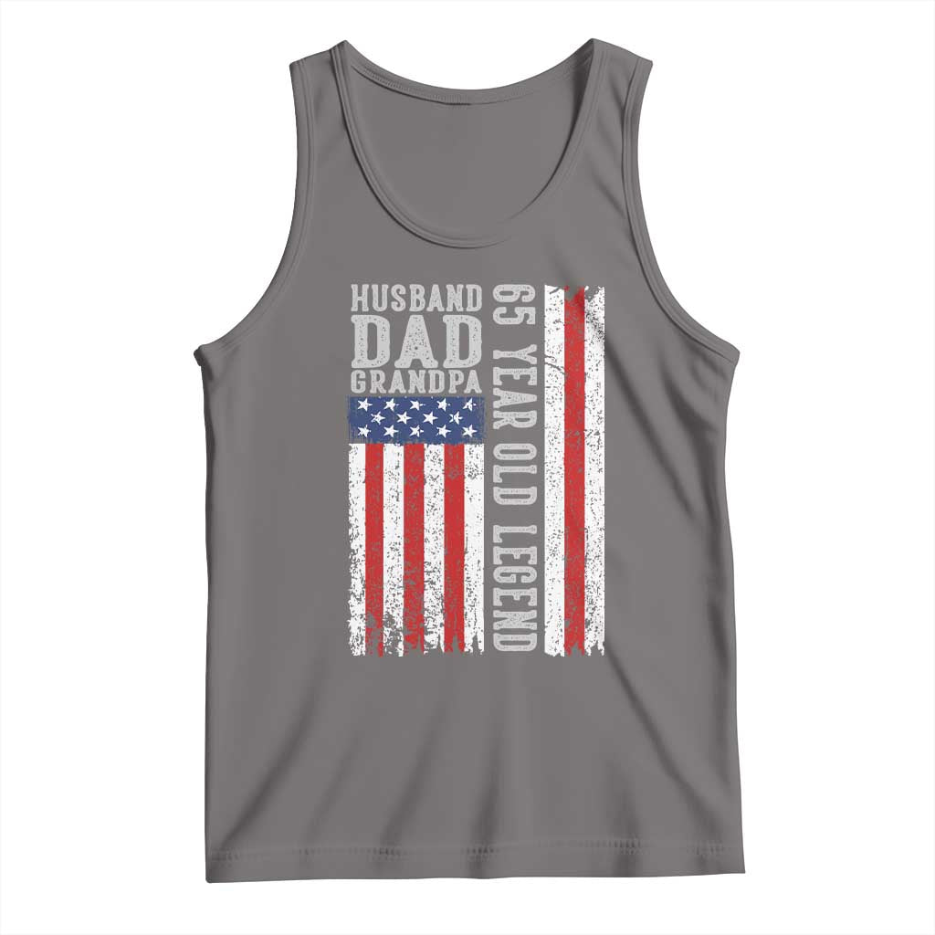 Husband Dad Grandpa 65 Year Old Legend Tank Top American Flag Birthday Gift TS12 Deep Heather Print Your Wear
