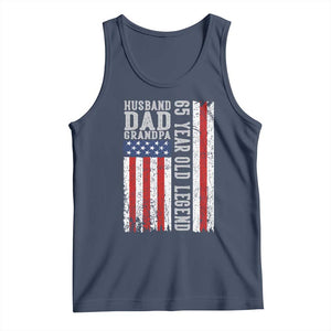 Husband Dad Grandpa 65 Year Old Legend Tank Top American Flag Birthday Gift TS12 Navy Print Your Wear