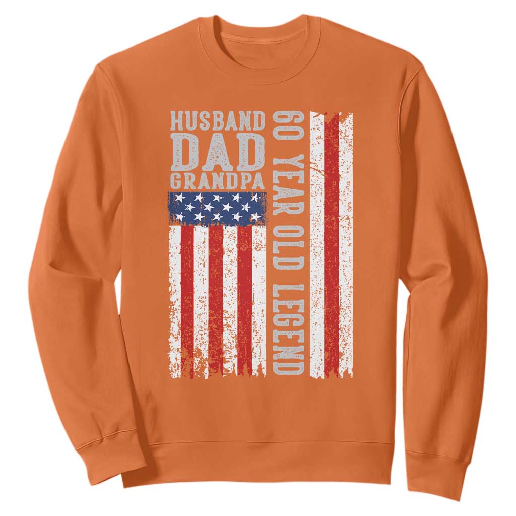 Husband Dad Grandpa 60 Year Old Legend Sweatshirt American Flag Birthday Gift TS12 Orange Print Your Wear