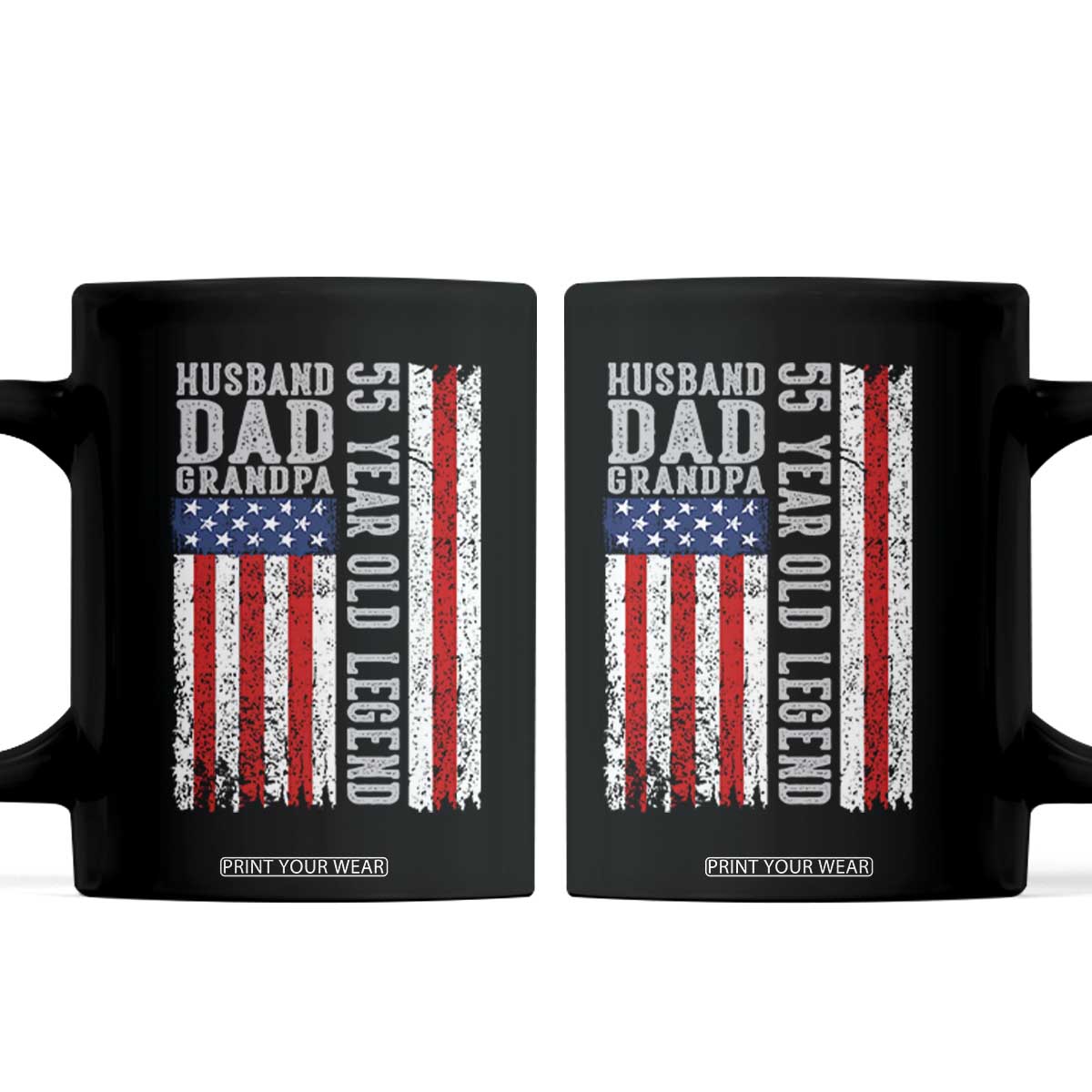 Husband Dad Grandpa 55 Year Old Legend Coffee Mug American Flag Birthday Gift TS12 Black Print Your Wear