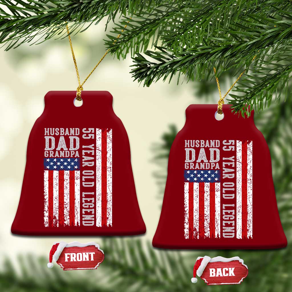 Husband Dad Grandpa 55 Year Old Legend Ceramic Ornament American Flag Birthday Gift TS12 Print Your Wear
