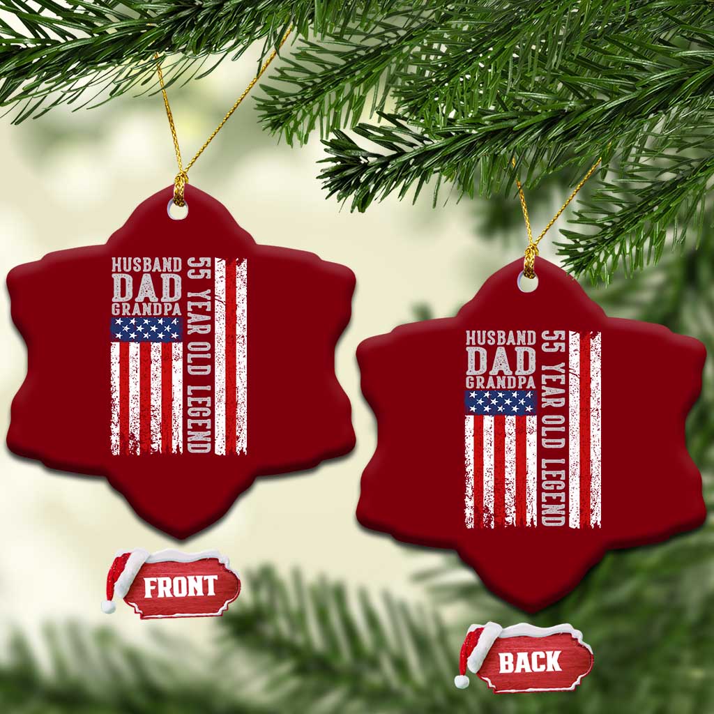 Husband Dad Grandpa 55 Year Old Legend Ceramic Ornament American Flag Birthday Gift TS12 Print Your Wear