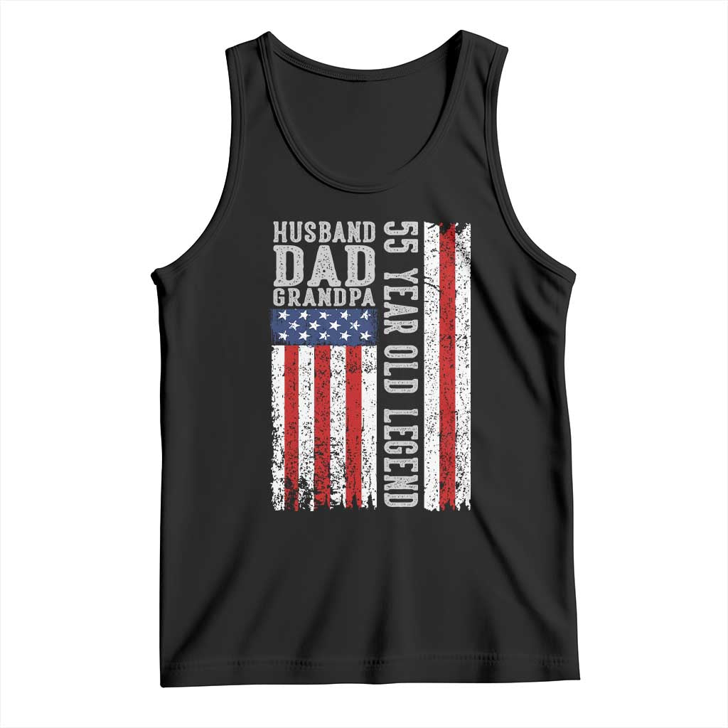 Husband Dad Grandpa 55 Year Old Legend Tank Top American Flag Birthday Gift TS12 Black Print Your Wear