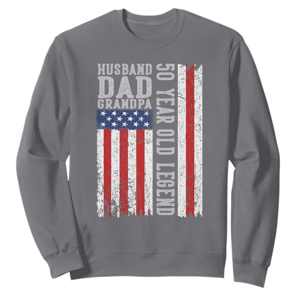 Husband Dad Grandpa 50 Year Old Legend Sweatshirt American Flag Birthday Gift TS12 Charcoal Print Your Wear