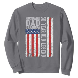 Husband Dad Grandpa 50 Year Old Legend Sweatshirt American Flag Birthday Gift TS12 Charcoal Print Your Wear