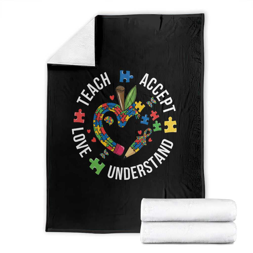 Special Education Teacher Autism Throw Blanket Teach Accept Understand Love TS12 Black Print Your Wear