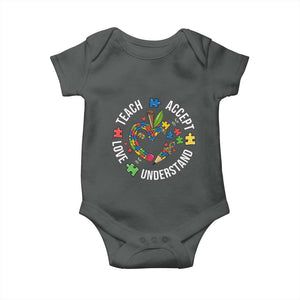 Special Education Teacher Autism Baby Onesie Teach Accept Understand Love TS12 Dark Heather Print Your Wear
