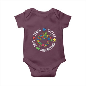 Special Education Teacher Autism Baby Onesie Teach Accept Understand Love TS12 Maroon Print Your Wear