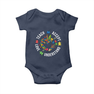Special Education Teacher Autism Baby Onesie Teach Accept Understand Love TS12 Navy Print Your Wear