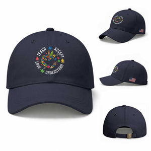 Special Education Teacher Autism Baseball Cap Teach Accept Understand Love TS12 Baseball Cap Universal Fit Navy Print Your Wear
