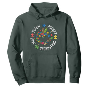 Special Education Teacher Autism Hoodie Teach Accept Understand Love TS12 Dark Forest Green Print Your Wear