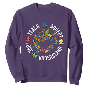 Special Education Teacher Autism Sweatshirt Teach Accept Understand Love TS12 Purple Print Your Wear