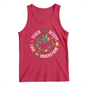 Special Education Teacher Autism Tank Top Teach Accept Understand Love TS12 Red Print Your Wear