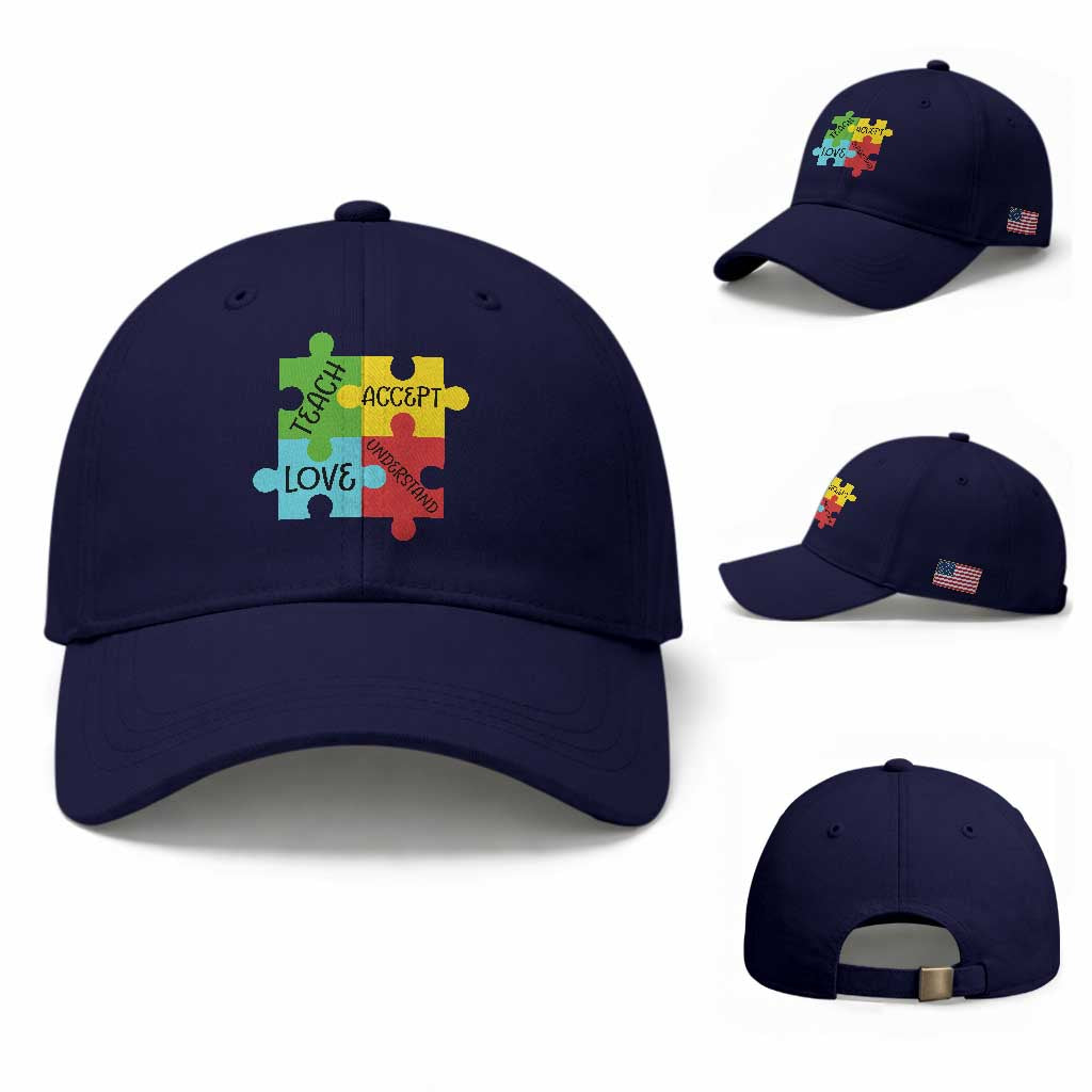 Special Ed Educator Autism Support Baseball Cap Teach Accept Understand Love TS12 Baseball Cap Universal Fit Dark Blue Print Your Wear