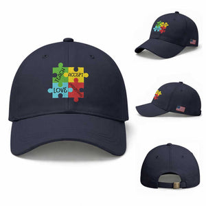 Special Ed Educator Autism Support Baseball Cap Teach Accept Understand Love TS12 Baseball Cap Universal Fit Navy Print Your Wear